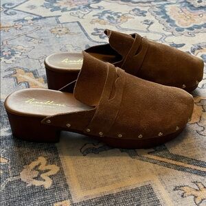 Avellini Genuine Suede Clogs with Studded Detail